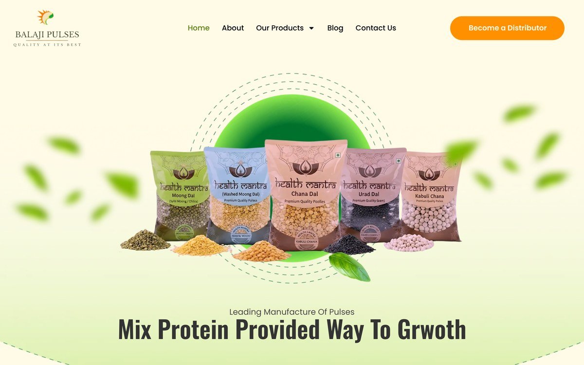 Balaji Pulses website built by GMB Consult