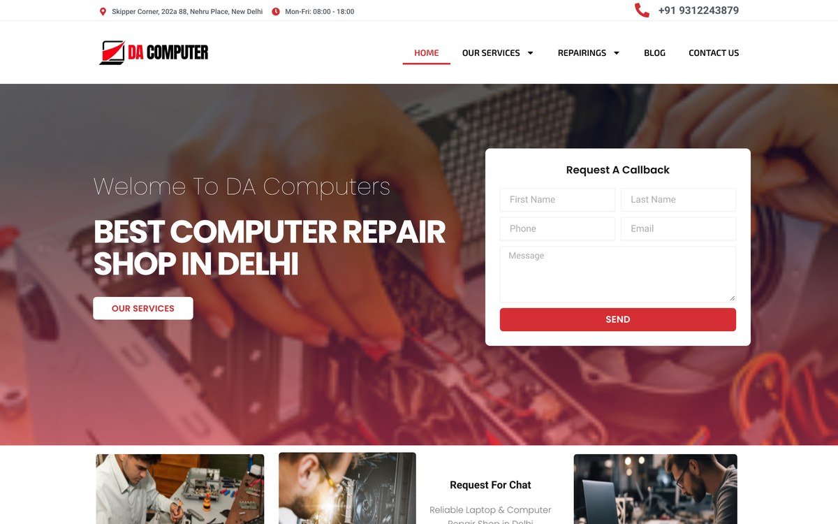 DA Computers Delhi website built by GMB Consult