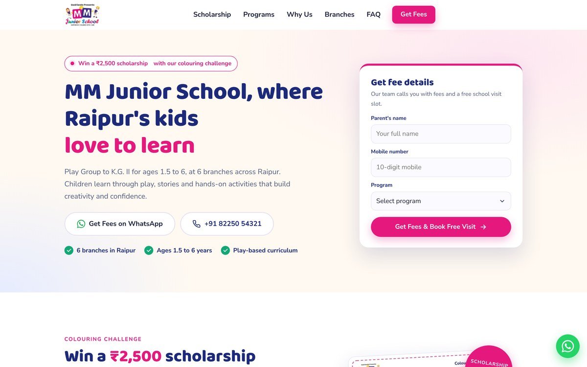 MM Junior School website built by GMB Consult