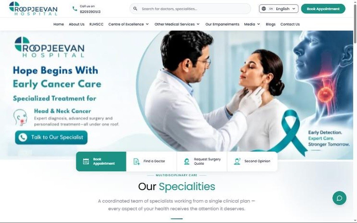 Roop Jeevan Hospital website built by GMB Consult